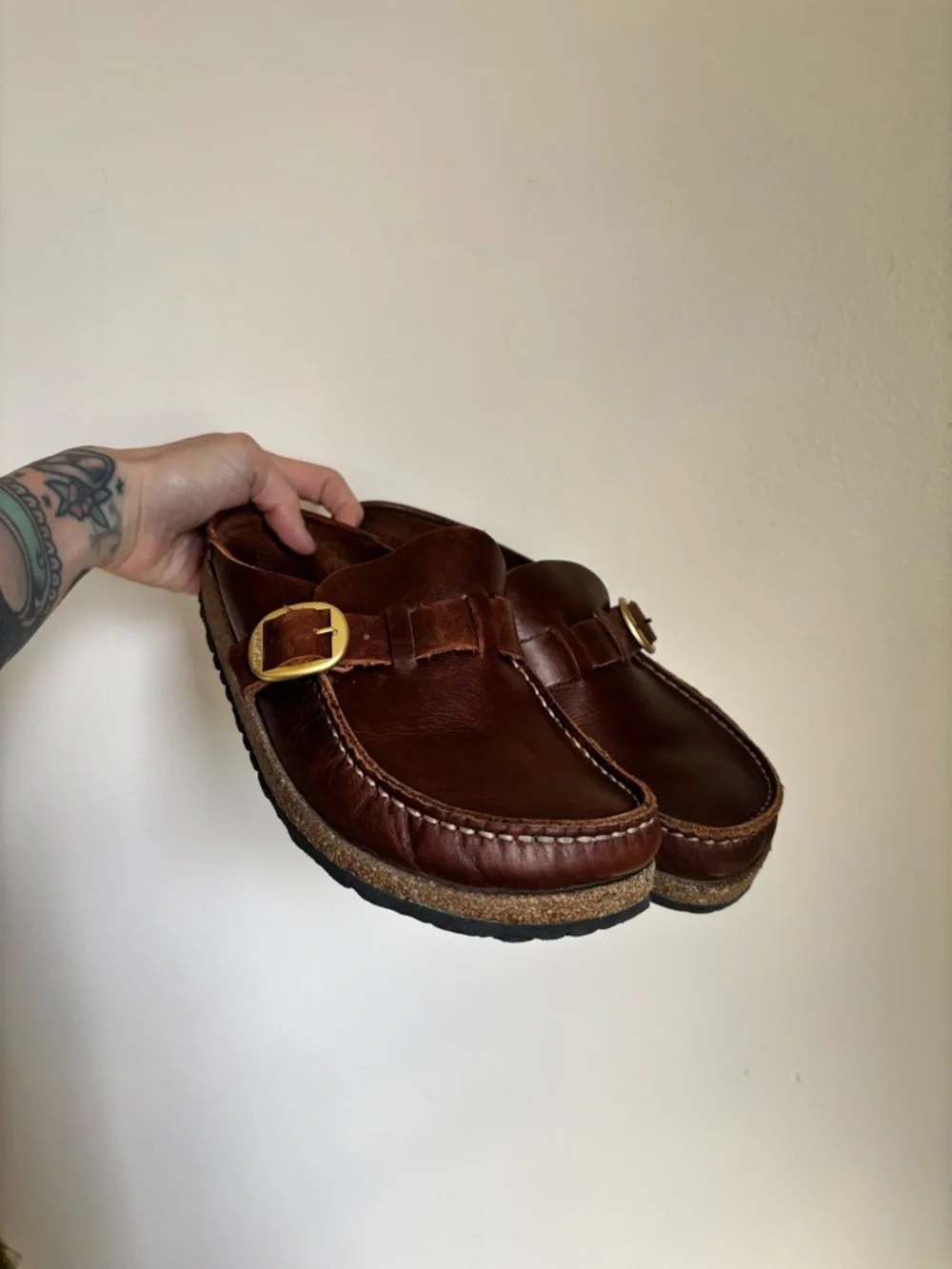 Birkenstock Buckley Oiled Leather Clogs In Cognac - Picture 6 of 12